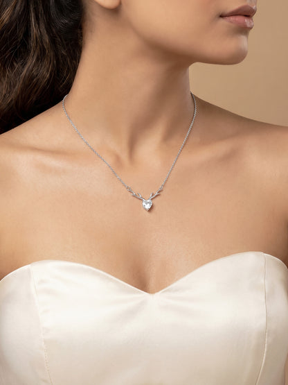 Silver Deer Heart Necklace