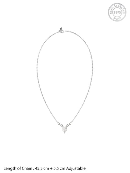 Silver Deer Heart Necklace