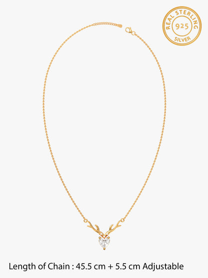 Silver Deer Heart Necklace