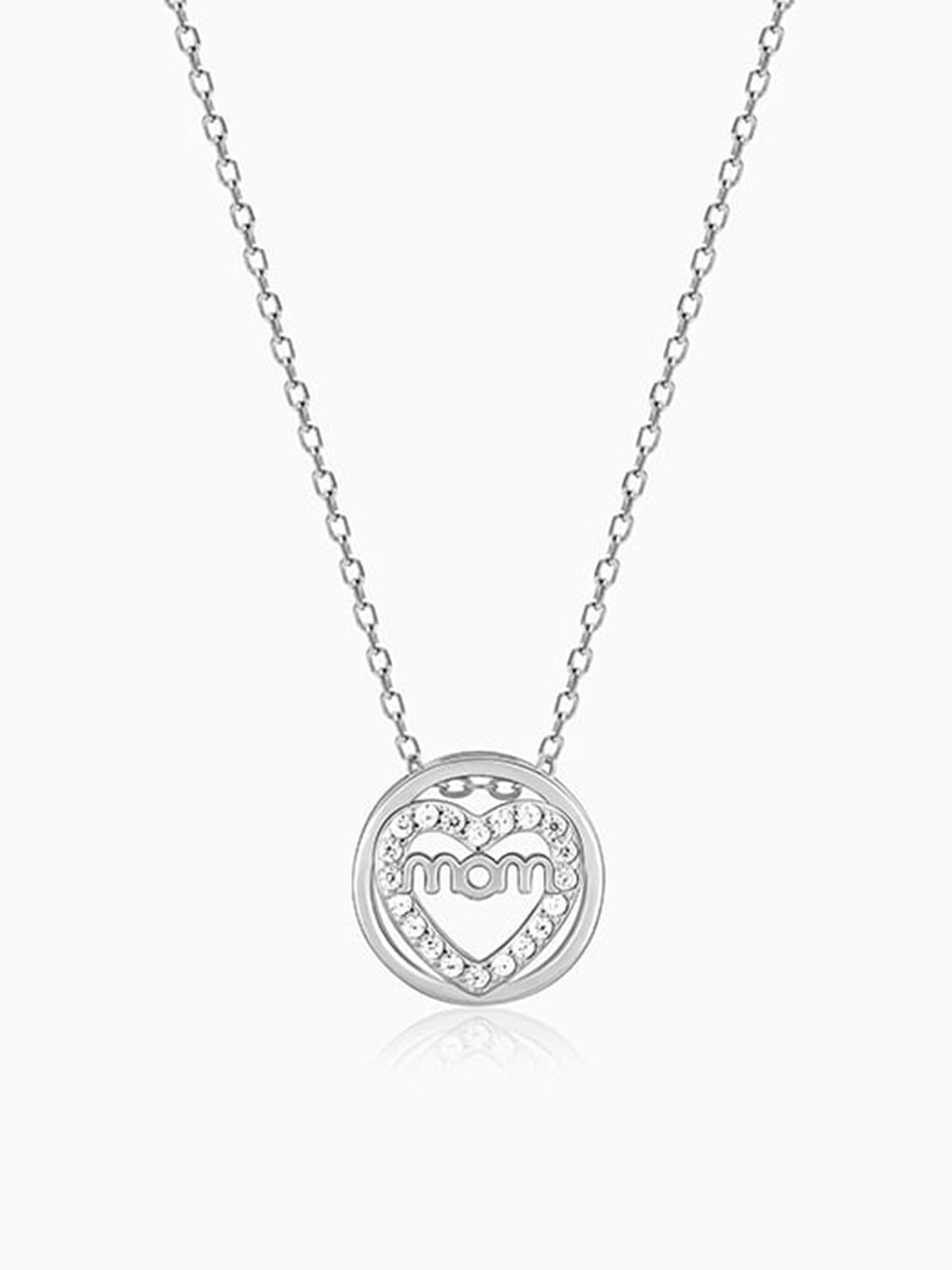 Silver Heart MOM Necklace