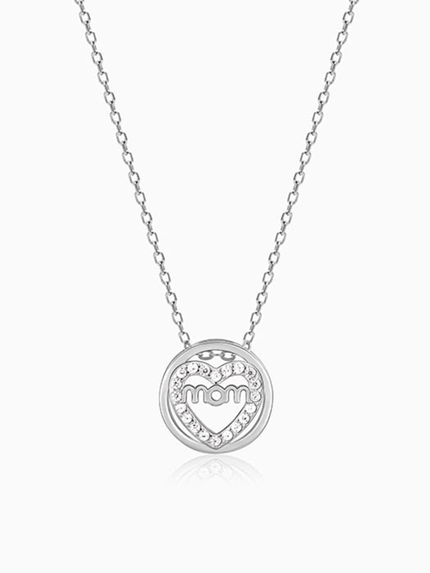 Silver Heart MOM Necklace