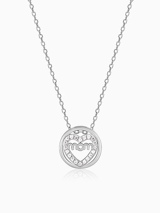 Silver Heart MOM Necklace