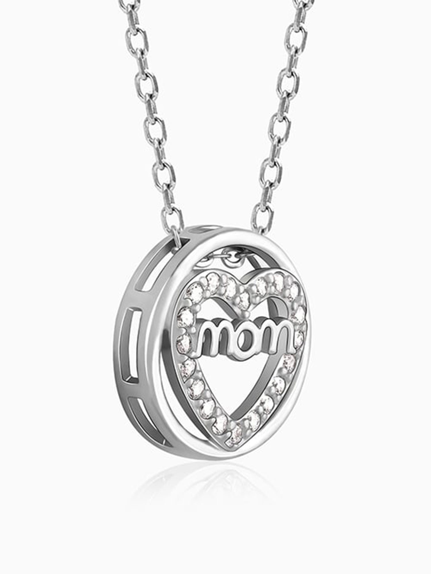 Silver Heart MOM Necklace