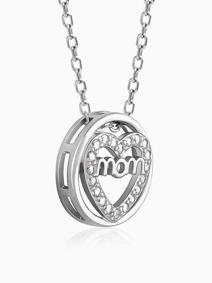 Silver Heart MOM Necklace
