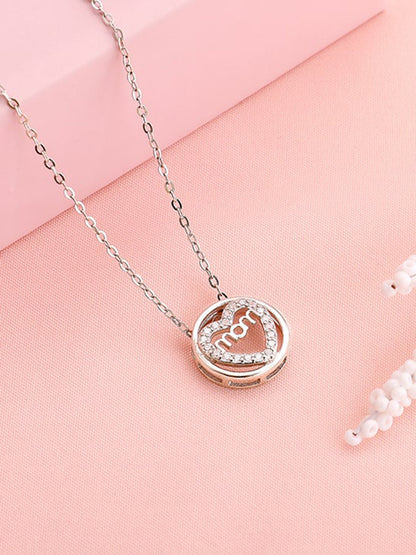 Silver Heart MOM Necklace