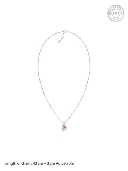 Silver Pink Angel Wings of Protection Necklace
