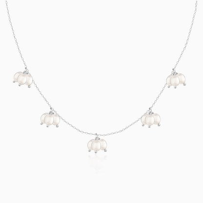 Silver Cluster of Pearls Necklace