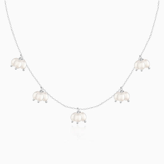 Silver Cluster of Pearls Necklace