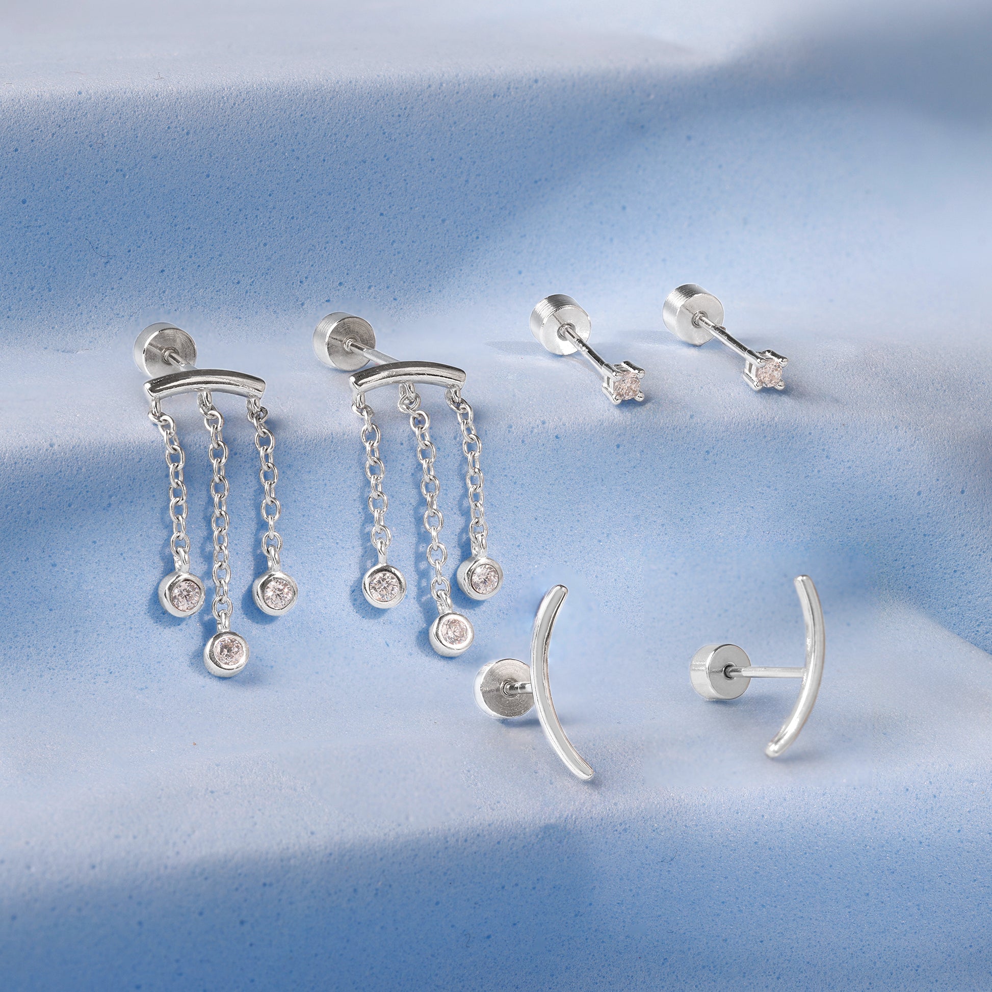Silver Enigma Ear Piercings Sets