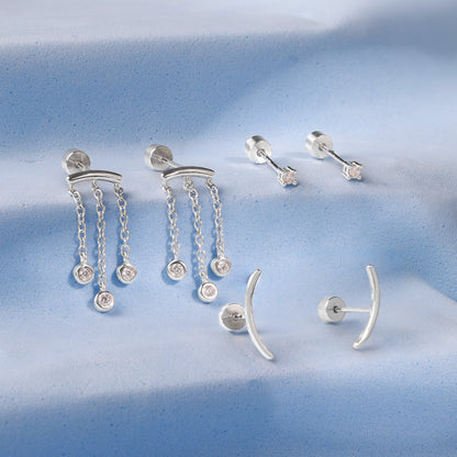 Silver Enigma Ear Piercings Sets