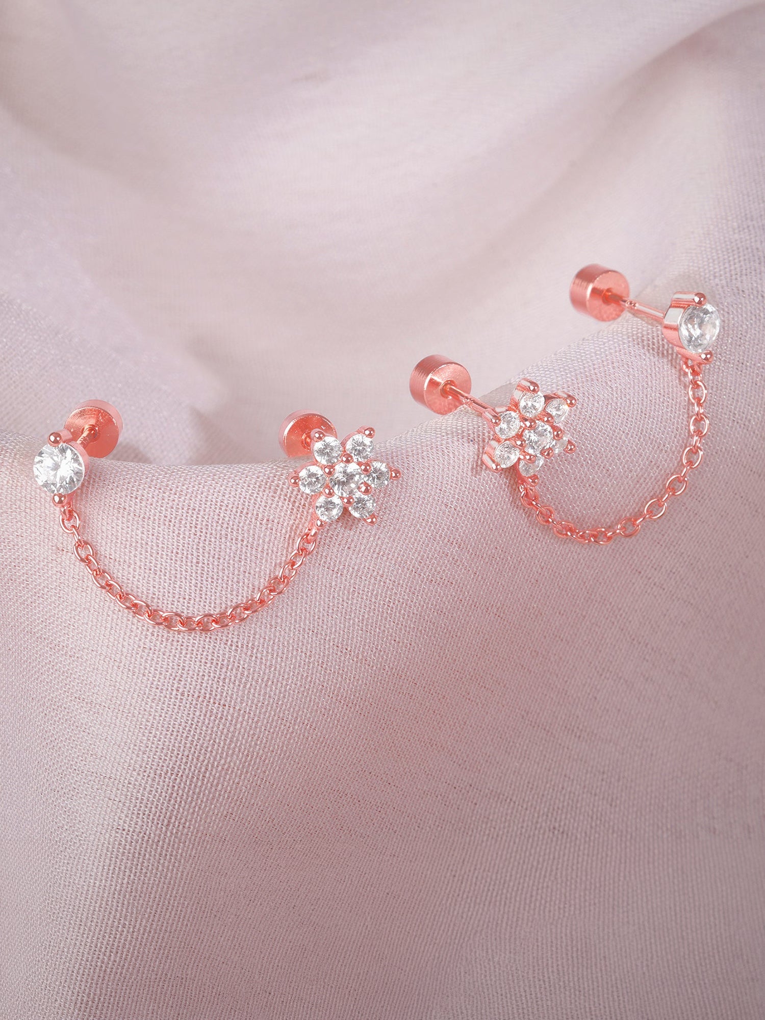 Rose Gold Fiona Ear Double Piercings