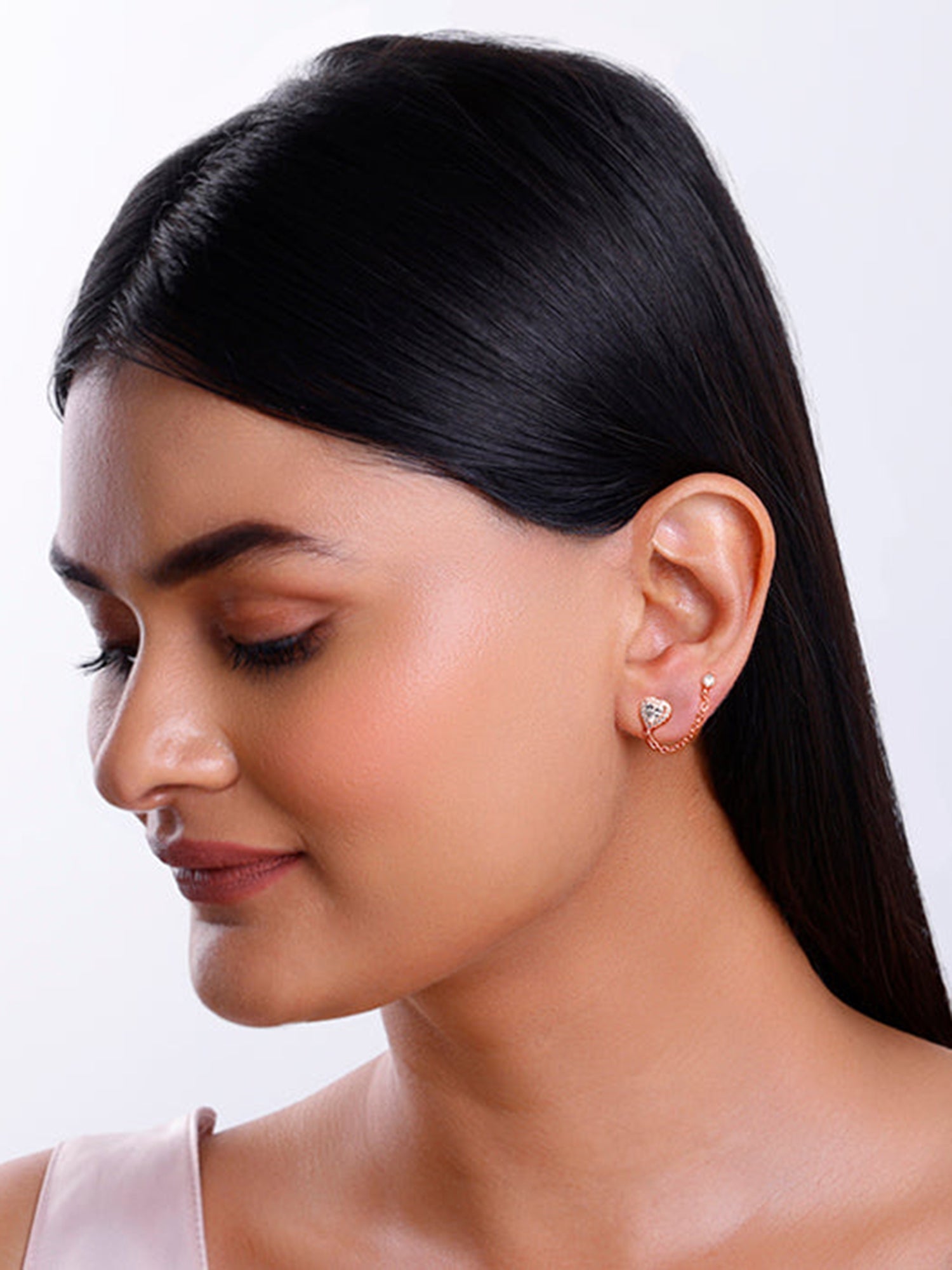 Rose Gold Hearty Ear Double Piercings