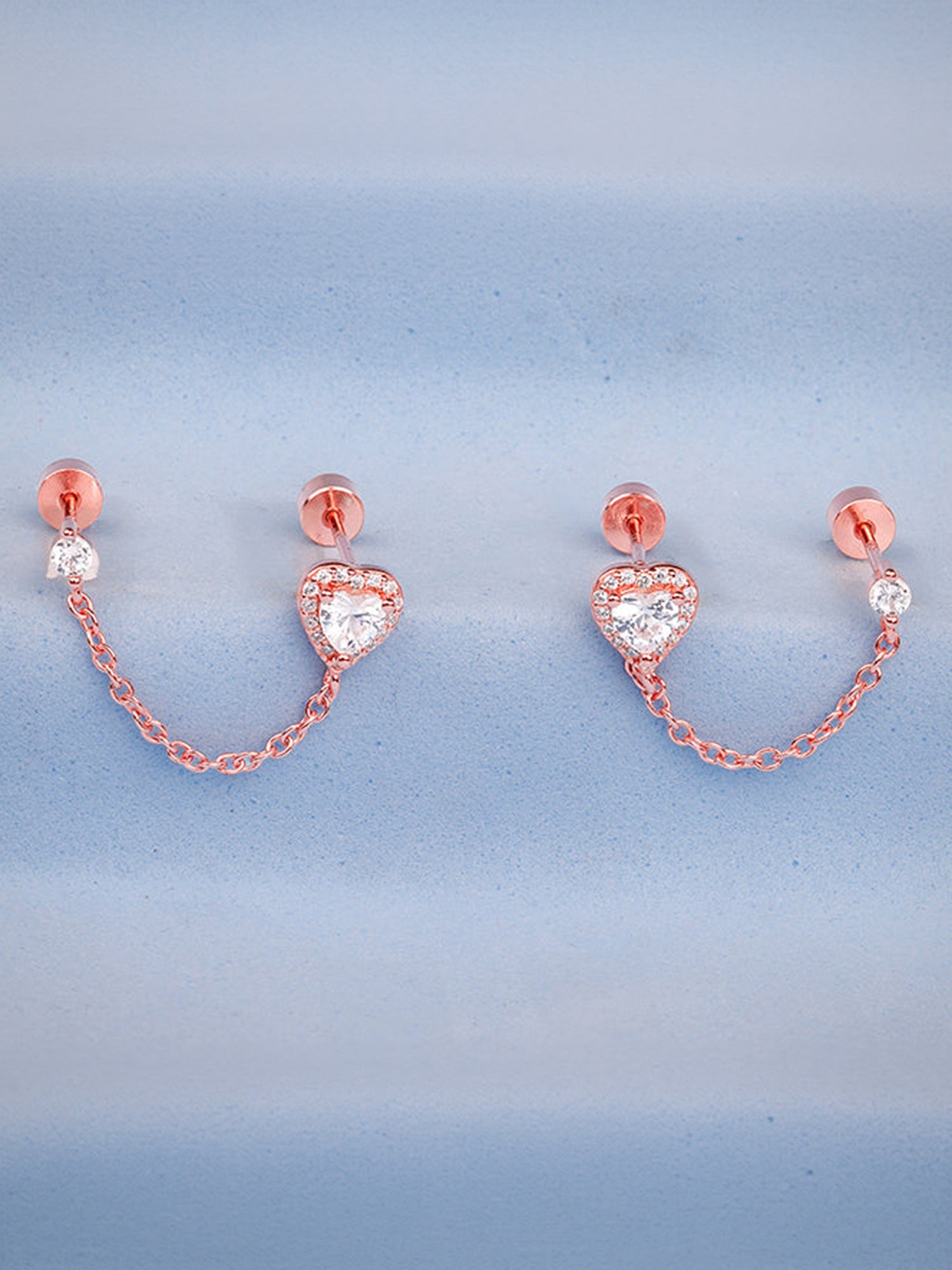 Rose Gold Hearty Ear Double Piercings