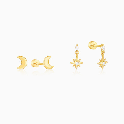 Golden Celestial Ear Piercings Set