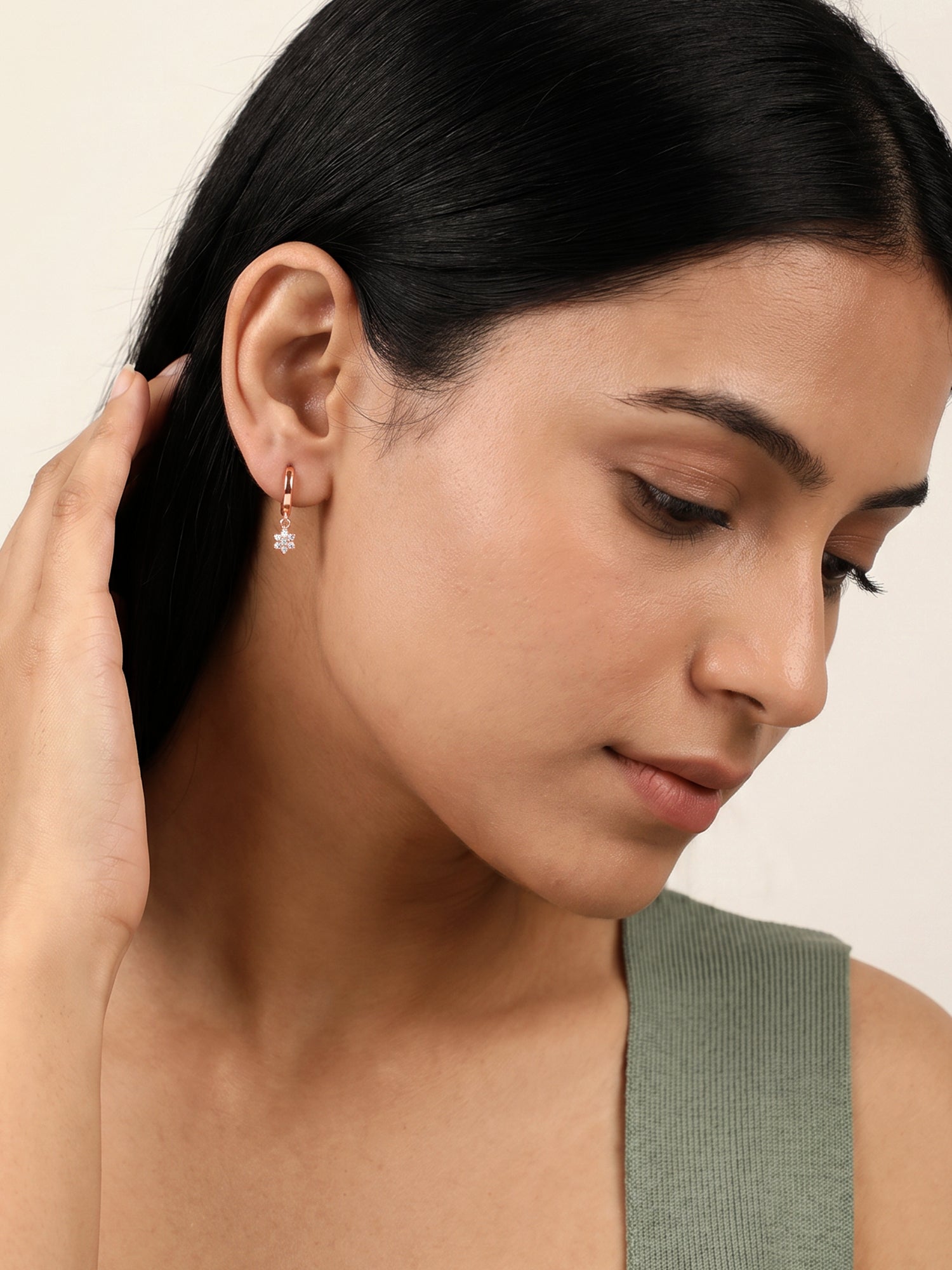 Rose Gold Flori Hoop Ear Piercings
