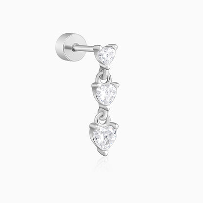 Silver Heart Drop Ear Piercings