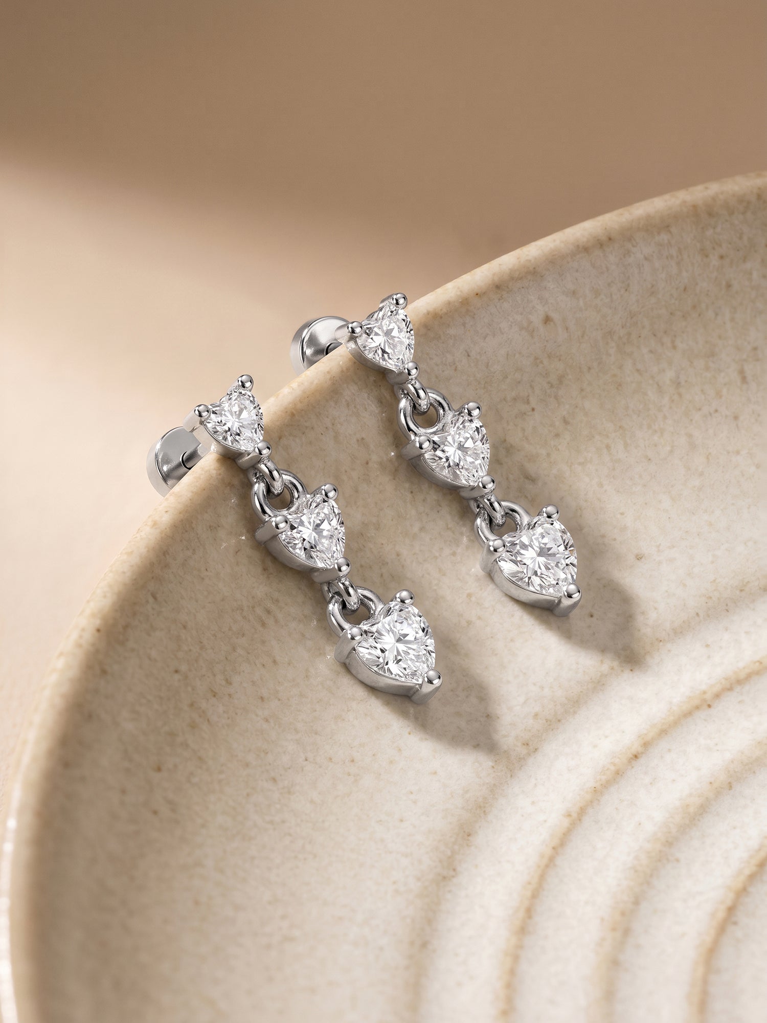 Silver Heart Drop Ear Piercings