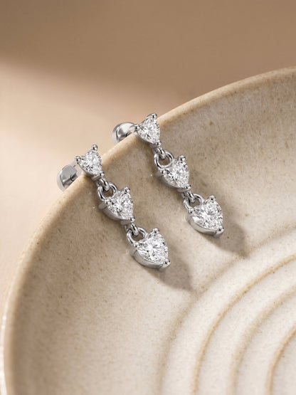 Silver Heart Drop Ear Piercings