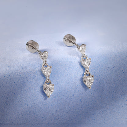 Silver Heart Drop Ear Piercings