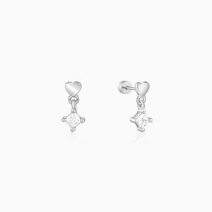 Silver Lover Drop Ear Piercings