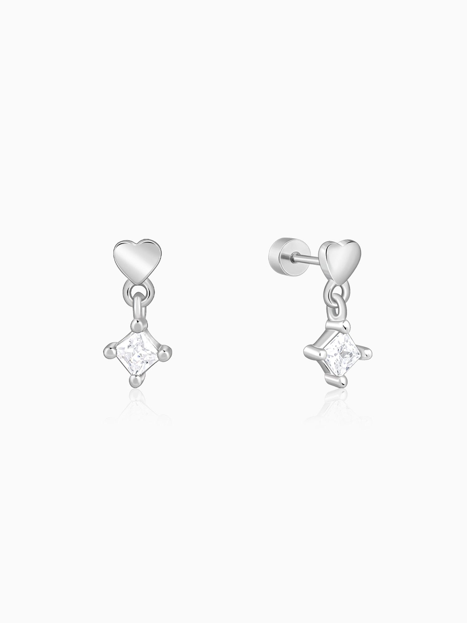 Silver Lover Drop Ear Piercings