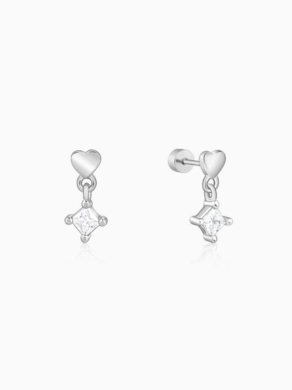 Silver Lover Drop Ear Piercings