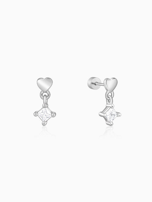 Silver Lover Drop Ear Piercings