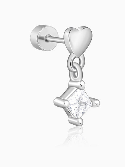 Silver Lover Drop Ear Piercings