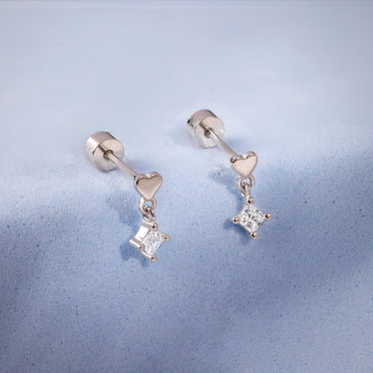 Silver Lover Drop Ear Piercings