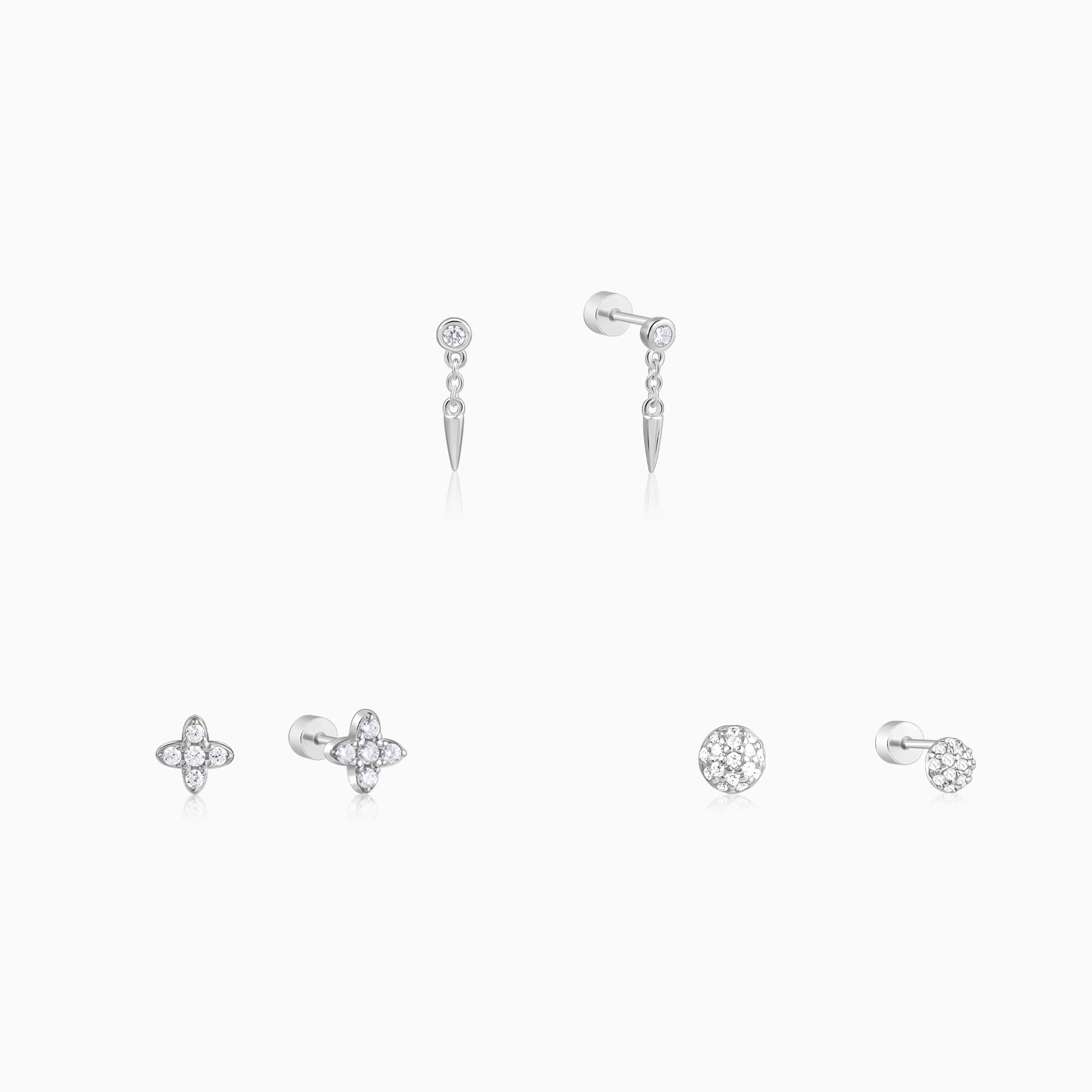 Silver Kaelin Ear Piercings Set