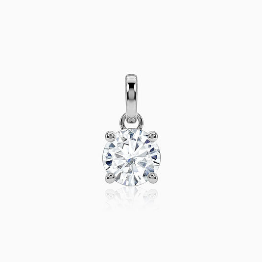 Silver Solitaire Shine Pendant With Link Chain