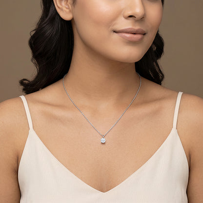 Silver Solitaire Shine Pendant (Without Chain)