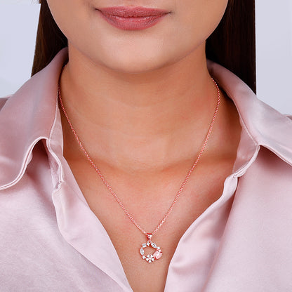 Rose Gold Drop Wreath Pendant (Without Chain)