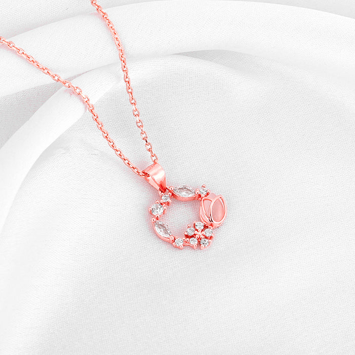 Rose Gold Drop Wreath Pendant (Without Chain)