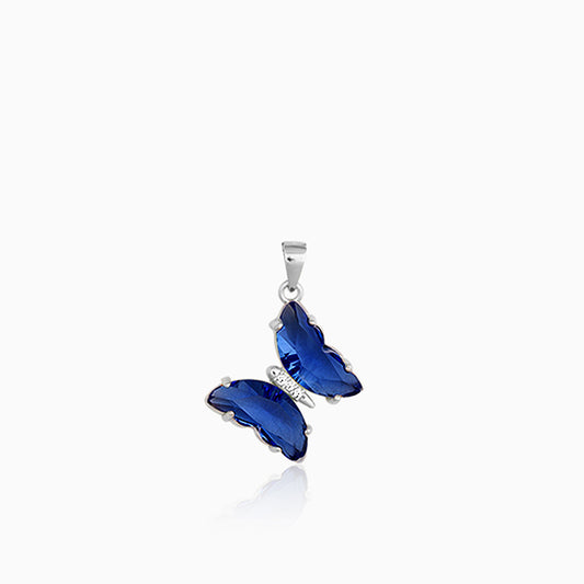 Silver Midnight Blue Butterfly Pendant (Without Chain)