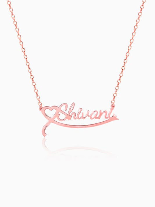 Rose Gold Personalised Name Heart Necklace