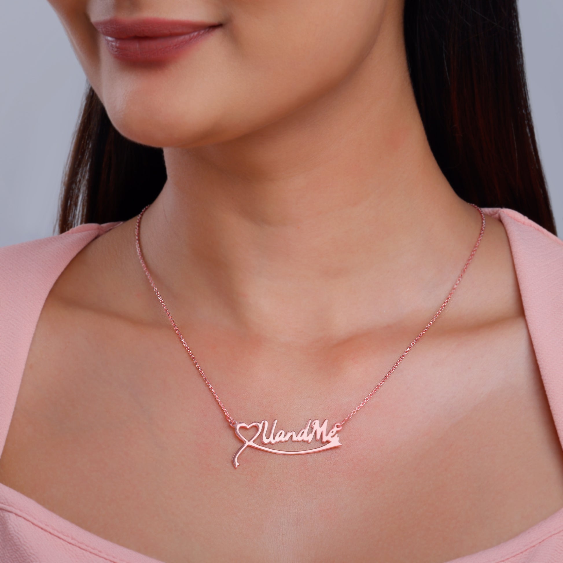 Rose Gold Personalised Name Heart Necklace – GIVA