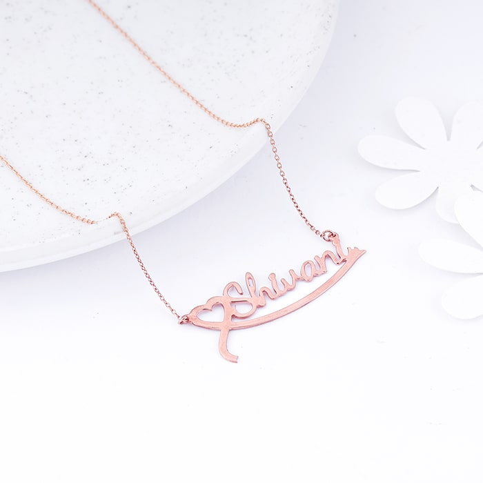 Rose Gold Personalised Name Heart Necklace