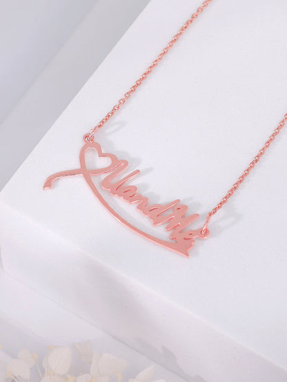 Rose Gold Personalised Name Heart Necklace