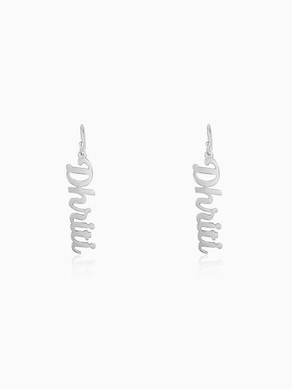 Silver Personalised Cursive Name Earrings