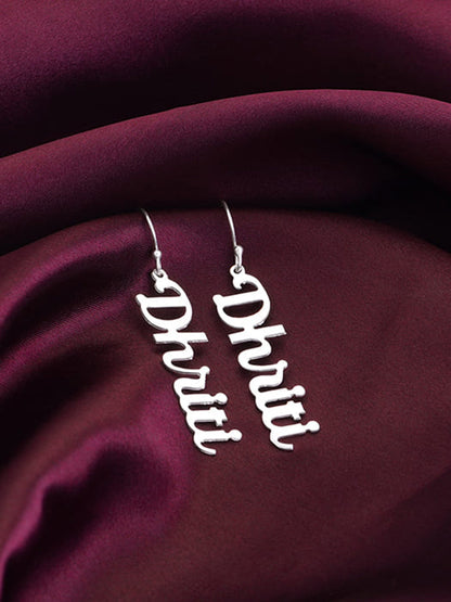 Silver Personalised Cursive Name Earrings