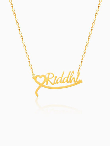 Golden Personalised Name Heart Necklace