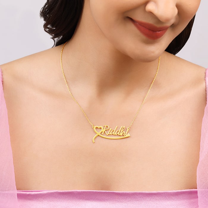 Golden Personalised Name Heart Necklace