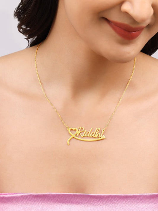 Golden Personalised Name Heart Necklace