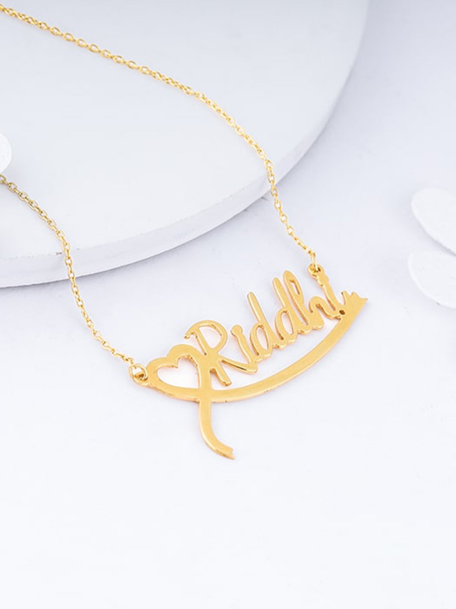 Golden Personalised Name Heart Necklace
