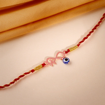Rose Gold Personalised Initial Infinity Evil Eye Rakhi