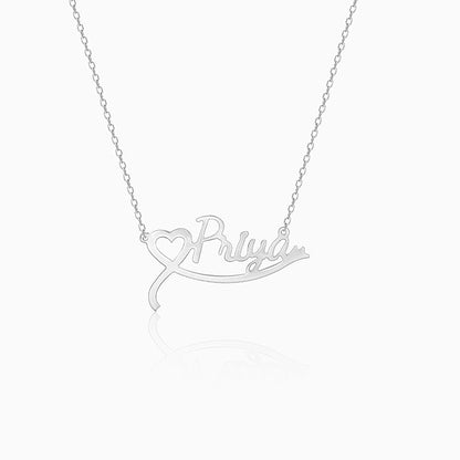 Silver Personalised Name Heart Necklace