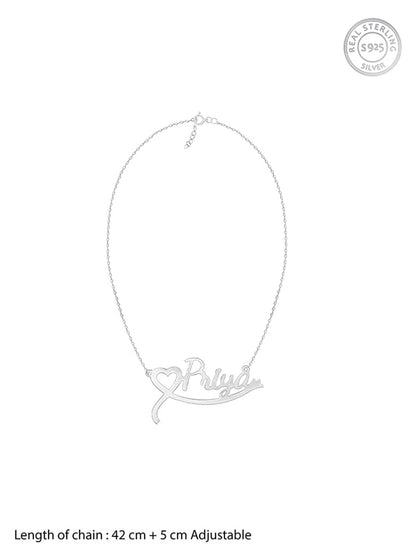 Silver Personalised Name Heart Necklace