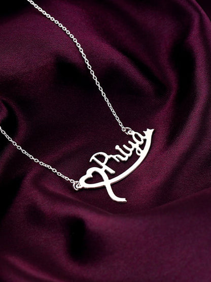 Silver Personalised Name Heart Necklace