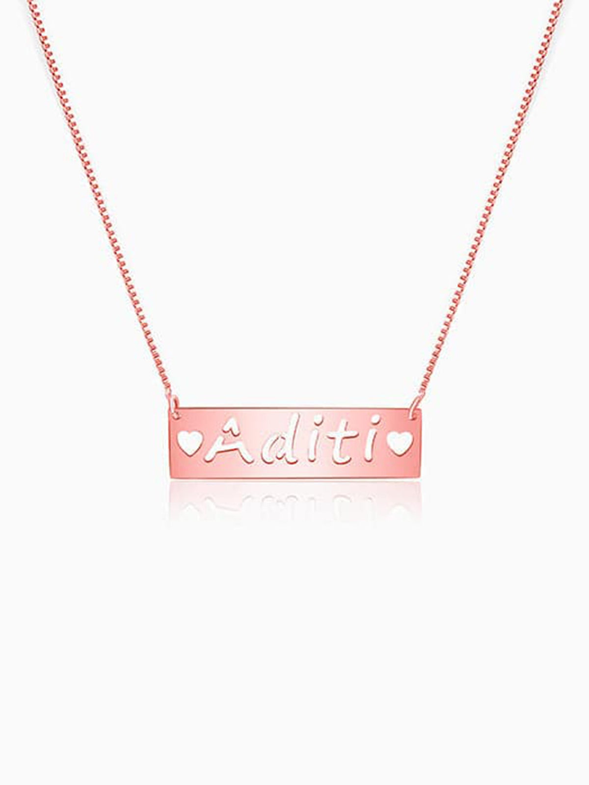 Rose Gold Personalised Name Engraved with Love Necklace